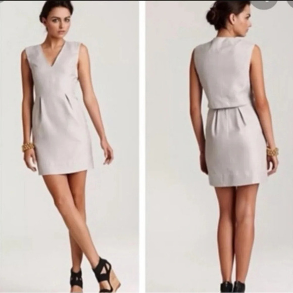 Diane Von Furstenberg DVF Fumi Tan Grey Poplin Shift Dress Women’s Size 4 - Picture 1 of 12